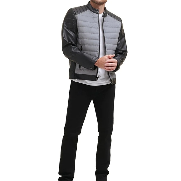 DKNY Colorblocked Motorcross Quilted Full-Zip Jacket - Picture 4 of 4